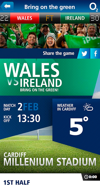 O2 Ireland Rugby mobile site